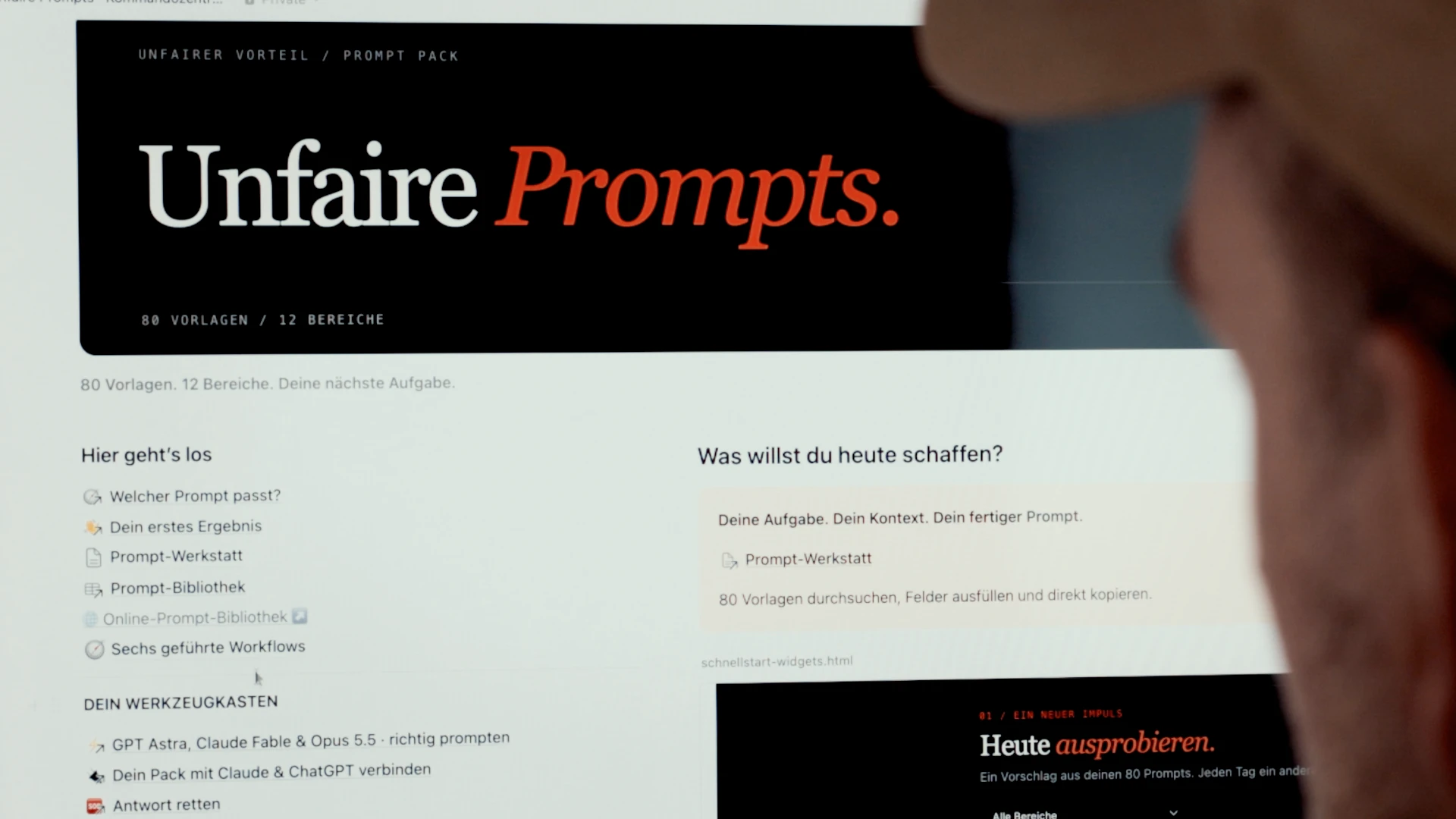 Startseite des UNFAIRE PROMPTS Notion-Workspace